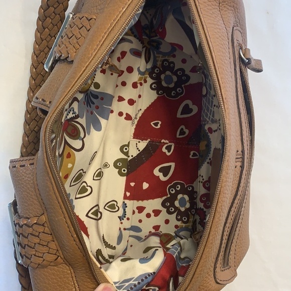 BRIGHTON Pebble Leather Braided Brown Shoulder Bag - Picture 8 of 16